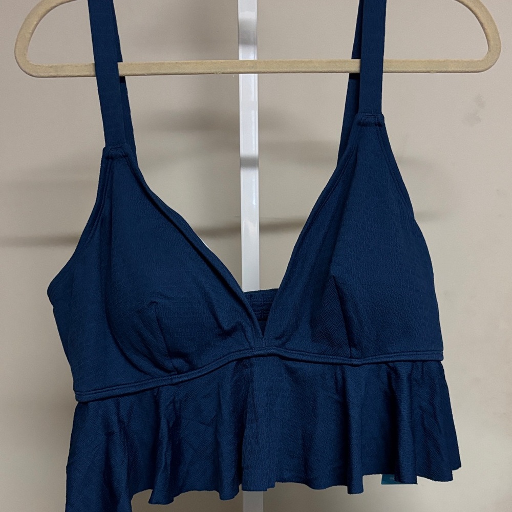 NWT 2pc Cupshe blue ruffle top & floral bottoms 2x
